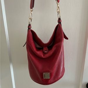 Dooney and Bourke Red Pebble Leather Bucket Bag